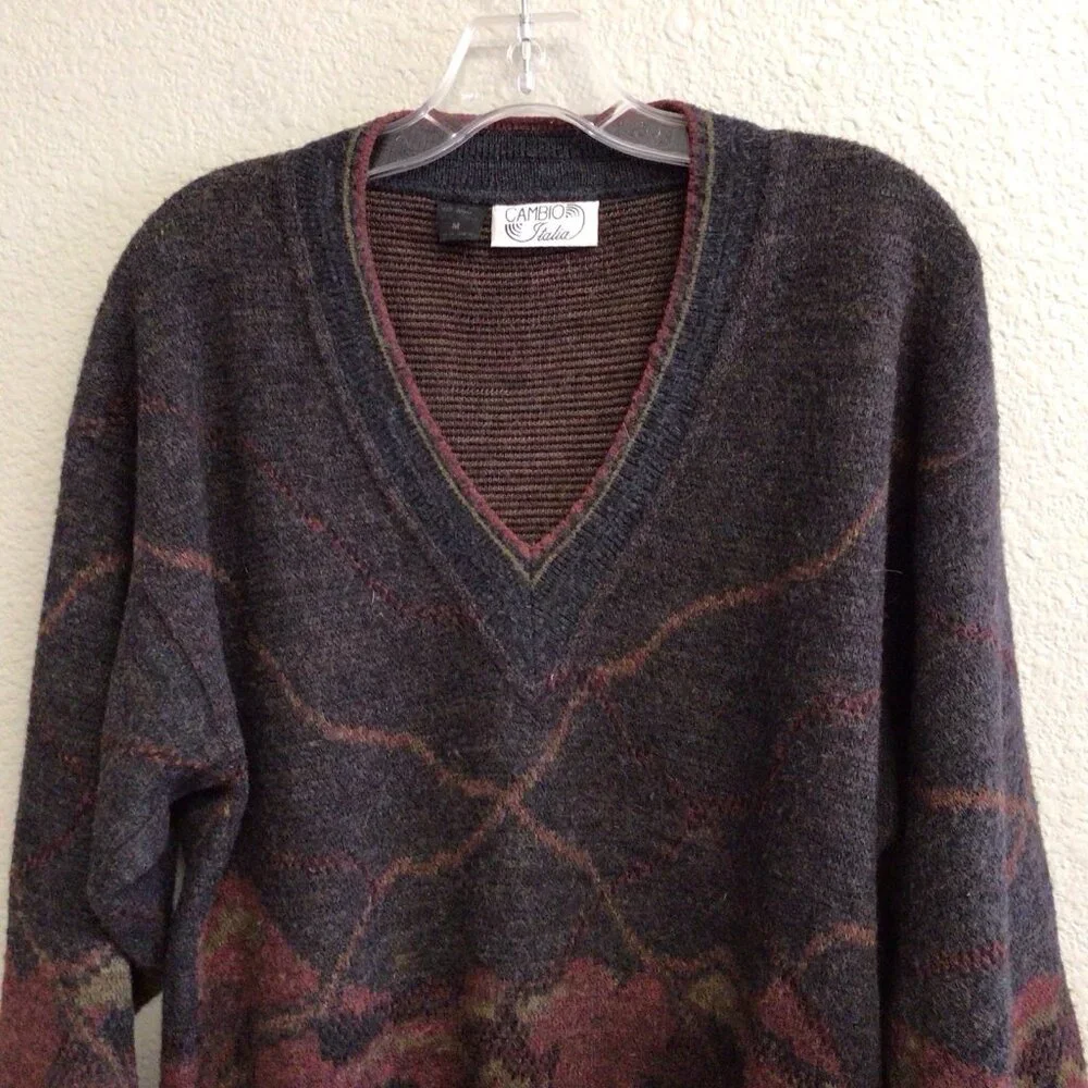 Cambio Italia Vintage 90's Men's Gray Sweater Wool Blend Size Medium Italy